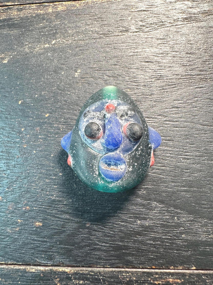 Artisan Glass Face Bead Pendant  Tribal Inspired Necklace Focal