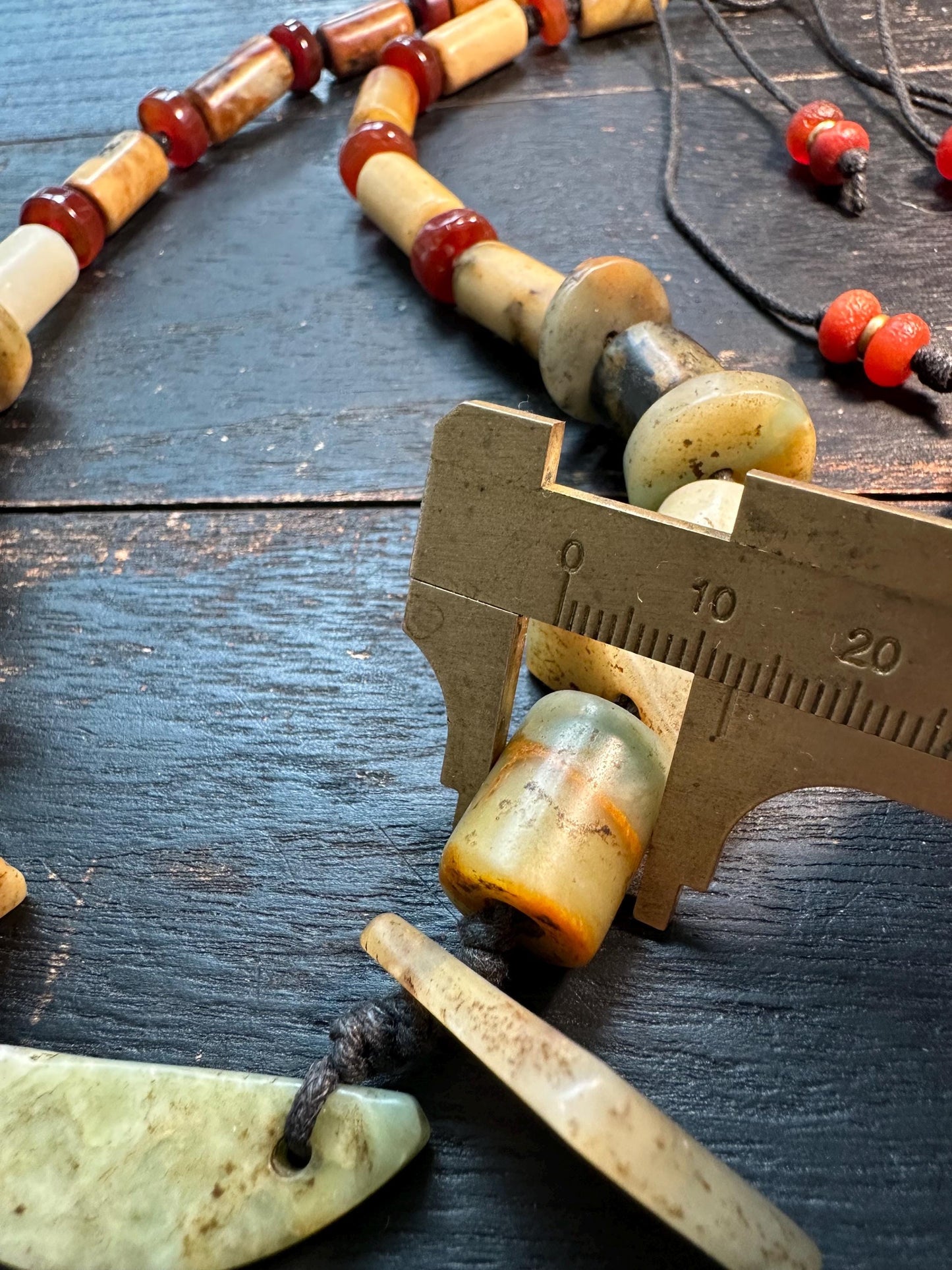 Antique Jade & Carnelian Necklace  Genuine Old Jade Ethnic Jewelry