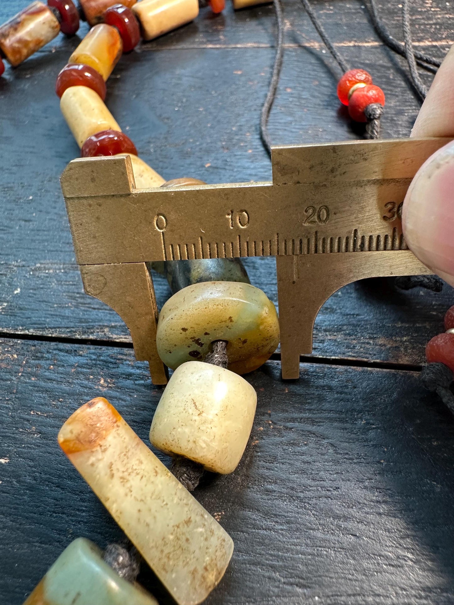 Antique Jade & Carnelian Necklace  Genuine Old Jade Ethnic Jewelry