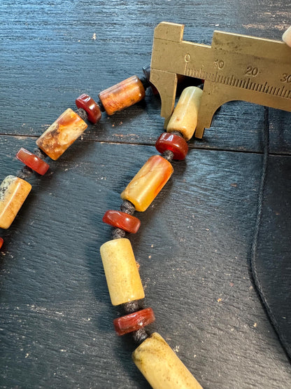 Antique Jade & Carnelian Necklace  Genuine Old Jade Ethnic Jewelry