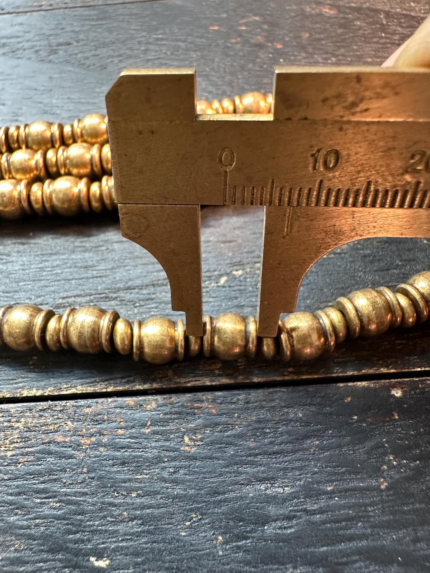 Handmade Nepal Copper Spacer Beads Strand | 7x7mm Tribal Ethnic Brass Necklace | 21-Inches Jewelry Supply | Vintage Bronze Spacer