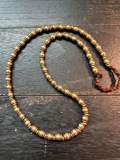 Handmade Nepal Copper Spacer Beads Strand | 7x7mm Tribal Ethnic Brass Necklace | 21-Inches Jewelry Supply | Vintage Bronze Spacer