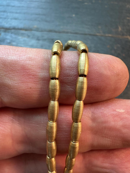 Handmade Nepal Copper Tube Spacer Beads Strand | 3.5mm Cylinder Beads | 24-inch Ethnic Jewelry Supply | Brass Tribal Bead Necklace