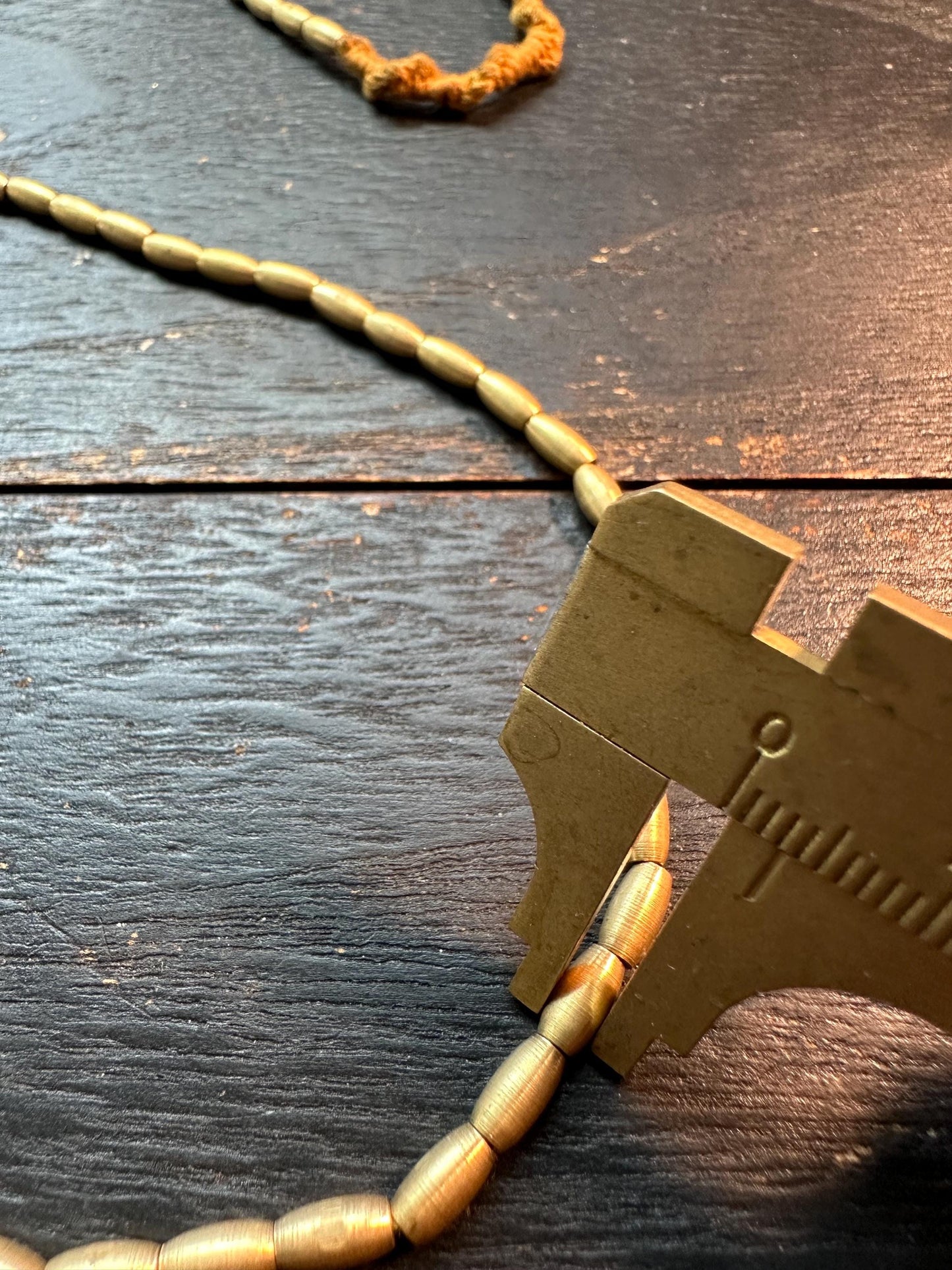 Handmade Nepal Copper Tube Spacer Beads Strand | 3.5mm Cylinder Beads | 24-inch Ethnic Jewelry Supply | Brass Tribal Bead Necklace