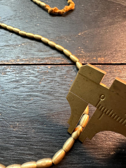 Handmade Nepal Copper Tube Spacer Beads Strand | 3.5mm Cylinder Beads | 24-inch Ethnic Jewelry Supply | Brass Tribal Bead Necklace