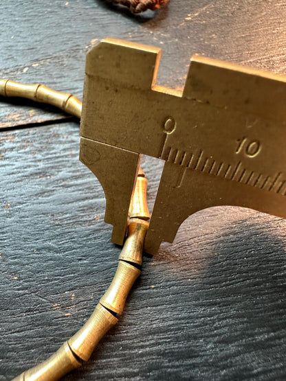 Nepal Handmade Copper Spacer Bead Strand | 3.5x8mm Tube & Bamboo Shape | 21 Ethnic Rustic Jewelry Supplies | Artisan Brass Necklace