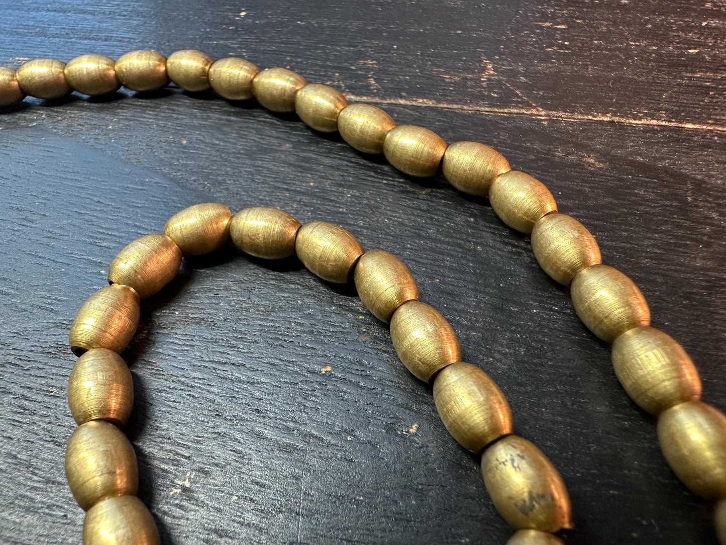 Nepal Handmade Copper Spacer Bead Strand, 6mm x 9mm, 22-23 Inches, Mala Necklace Making, Tribal Jewelry, Boho Supplies