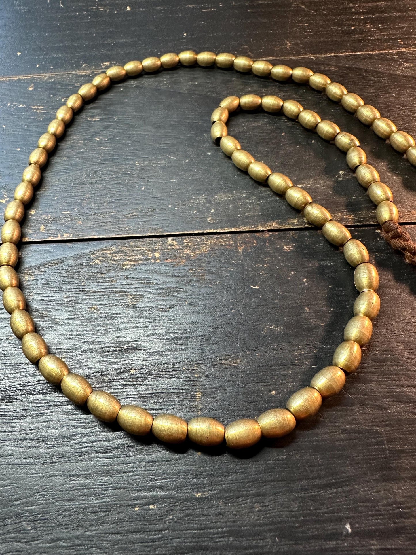 Nepal Handmade Copper Spacer Bead Strand, 6mm x 9mm, 22-23 Inches, Mala Necklace Making, Tribal Jewelry, Boho Supplies