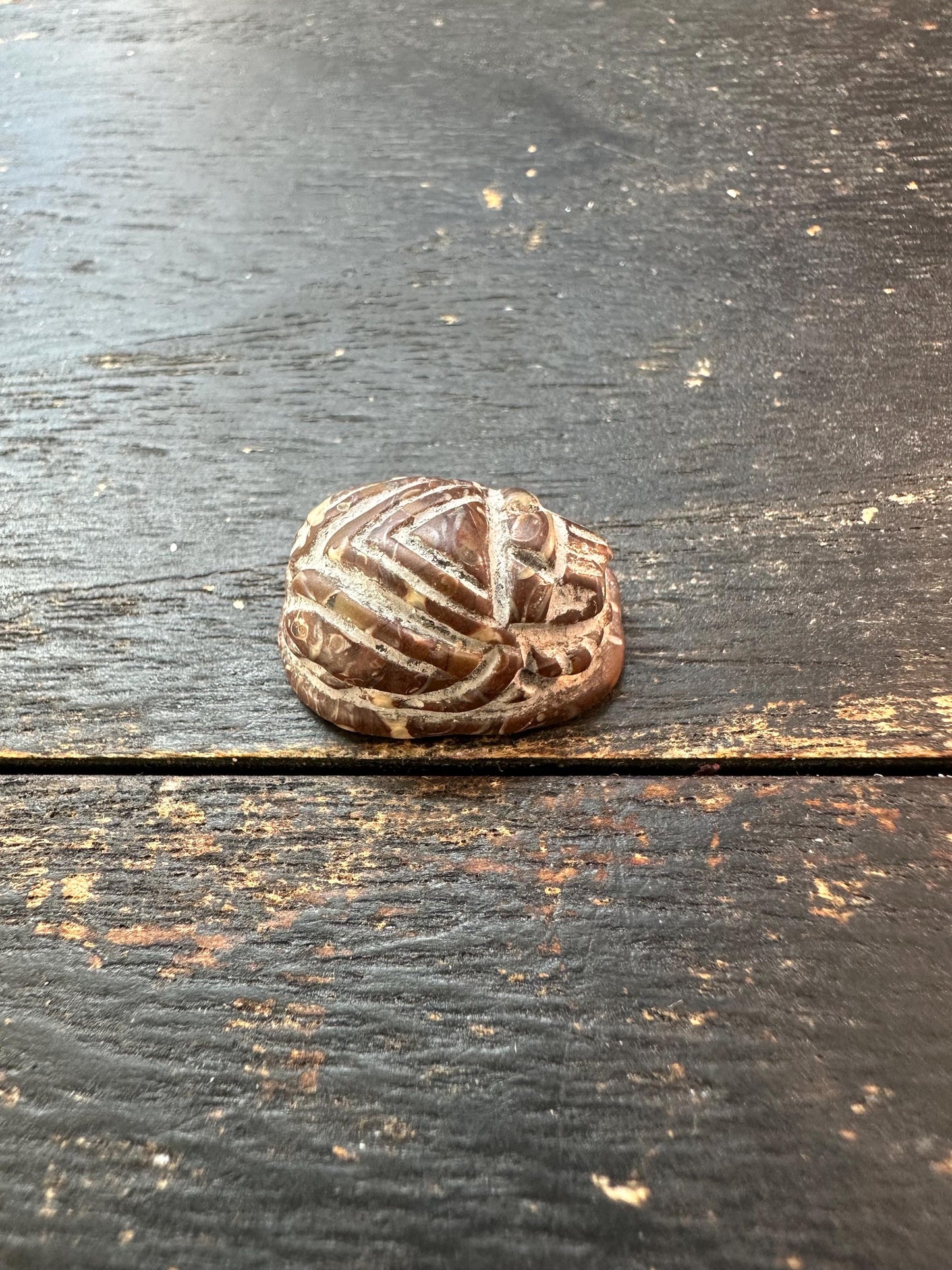 Hand Carved Native Jade Scarab Amulet  Sacred Beetle Seal  Ancient Style Stone Talisman