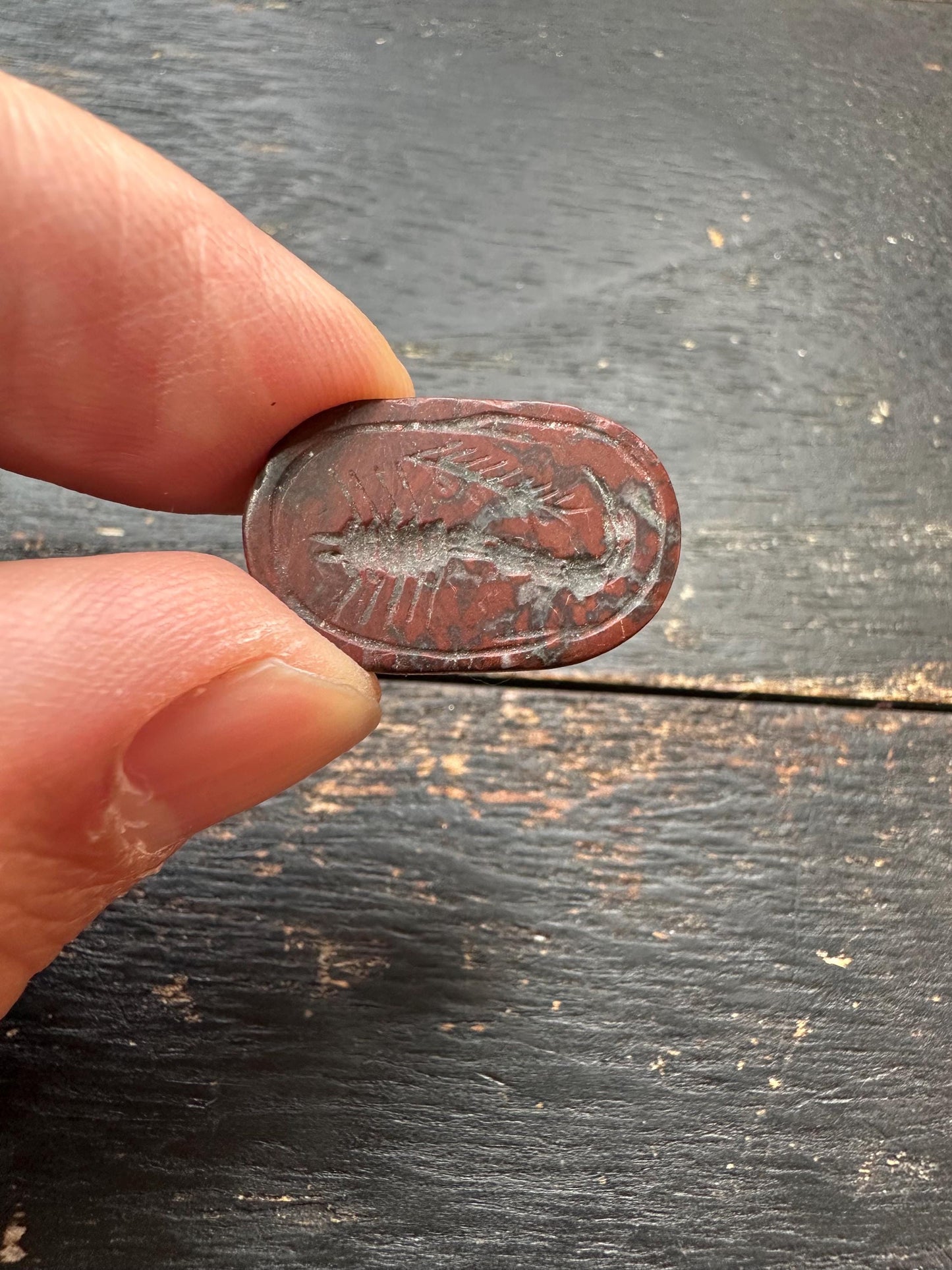 Hand Carved Stone Scarab Amulet  Ancient Style Sacred Beetle Seal  Double-Sided Talisman