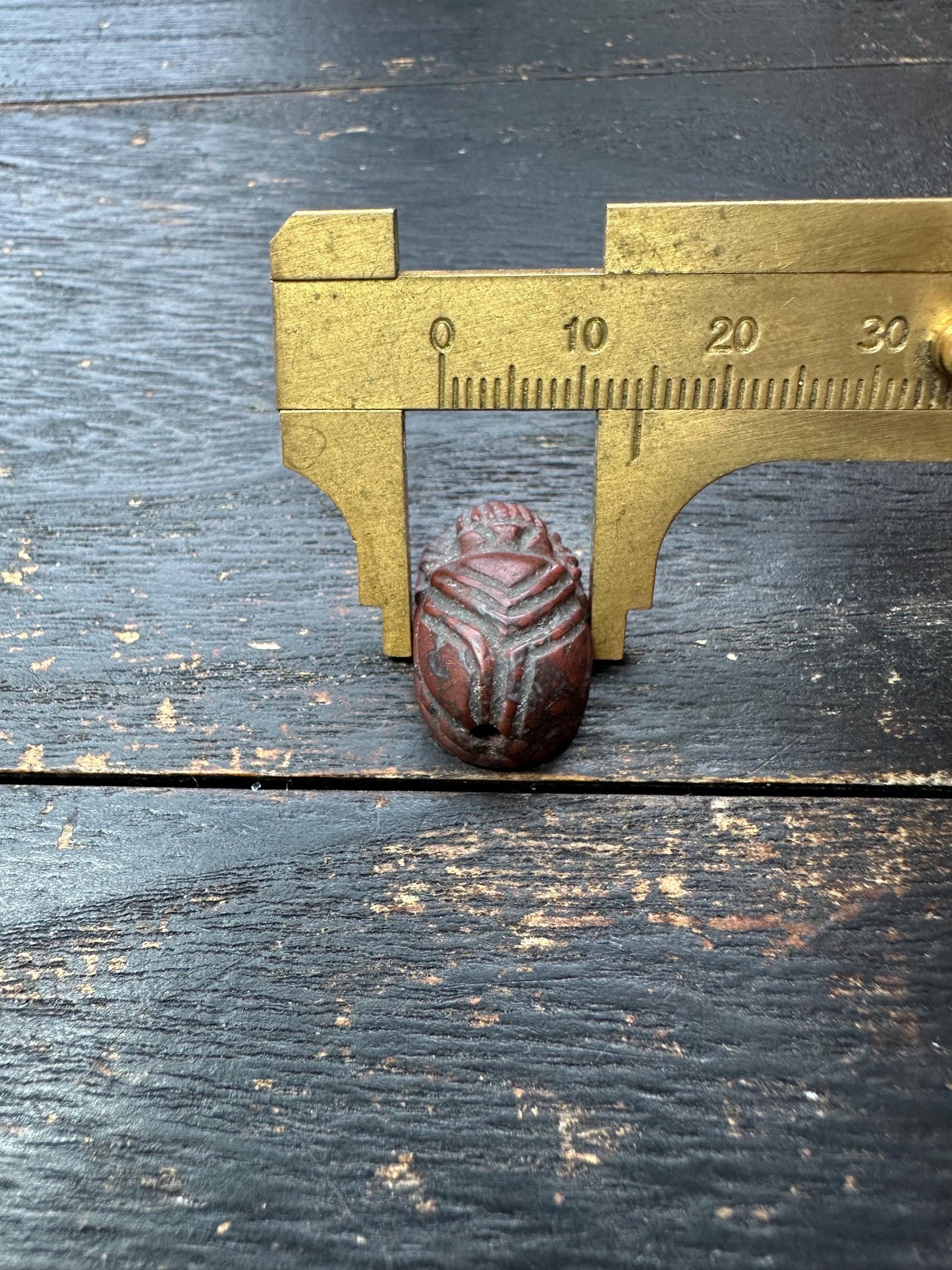 Hand Carved Stone Scarab Amulet  Ancient Style Sacred Beetle Seal  Double-Sided Talisman