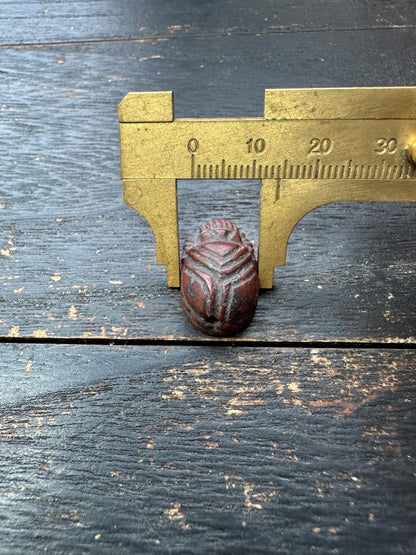 Hand Carved Stone Scarab Amulet  Ancient Style Sacred Beetle Seal  Double-Sided Talisman
