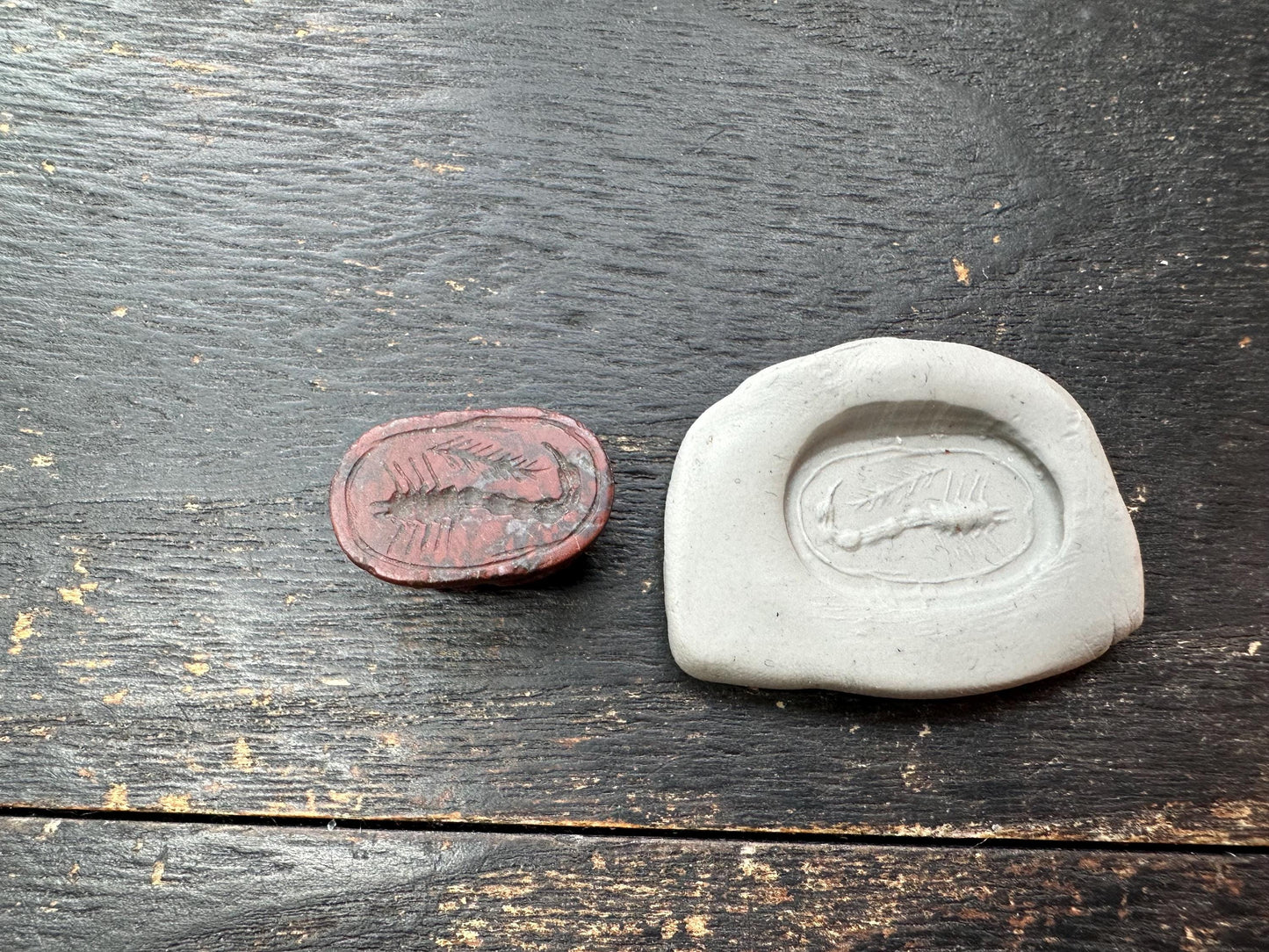 Hand Carved Stone Scarab Amulet  Ancient Style Sacred Beetle Seal  Double-Sided Talisman