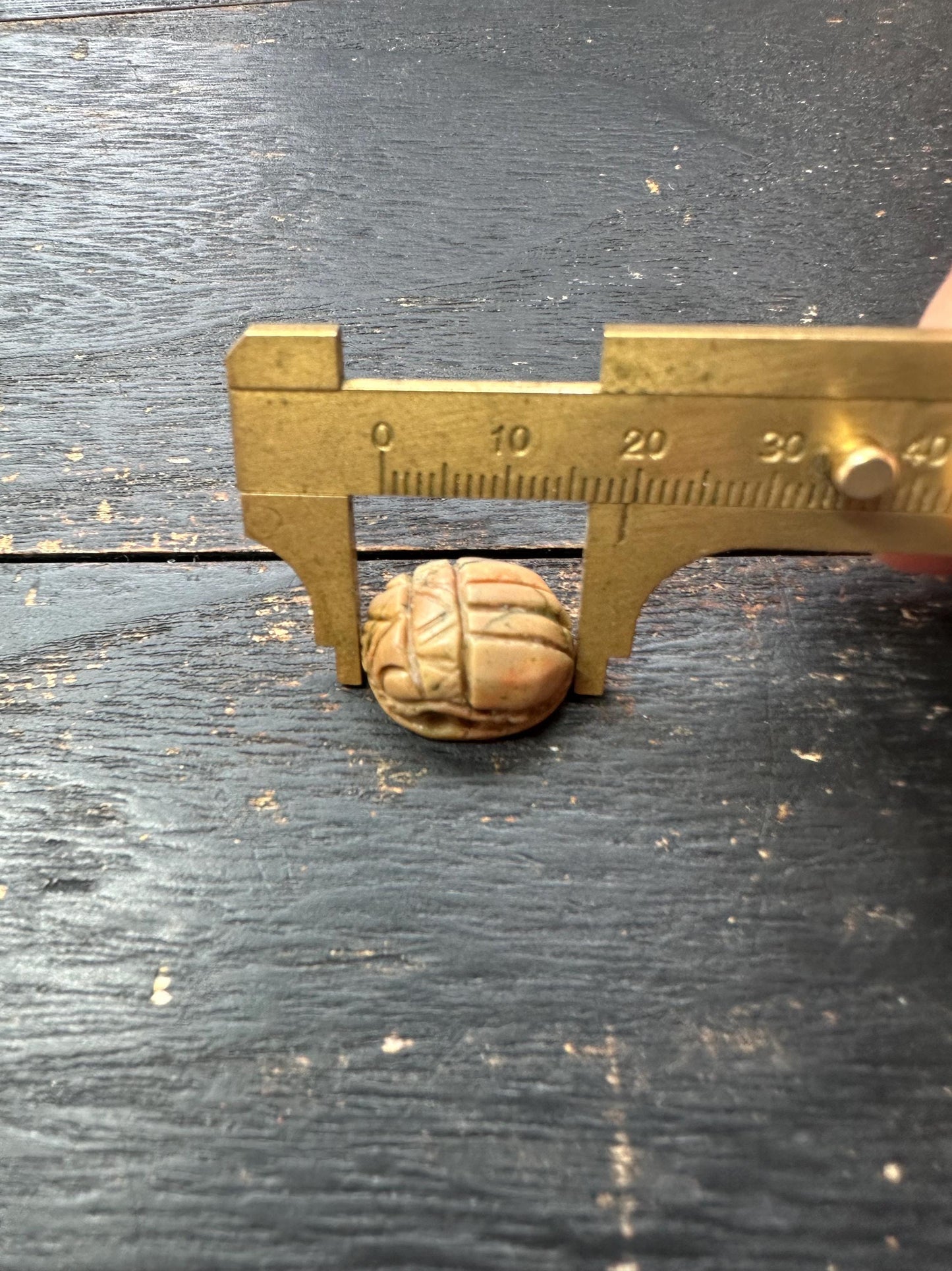 Hand Carved Stone Scarab Amulet  Ancient Style Double-Sided Beetle Seal  Protective Talisman