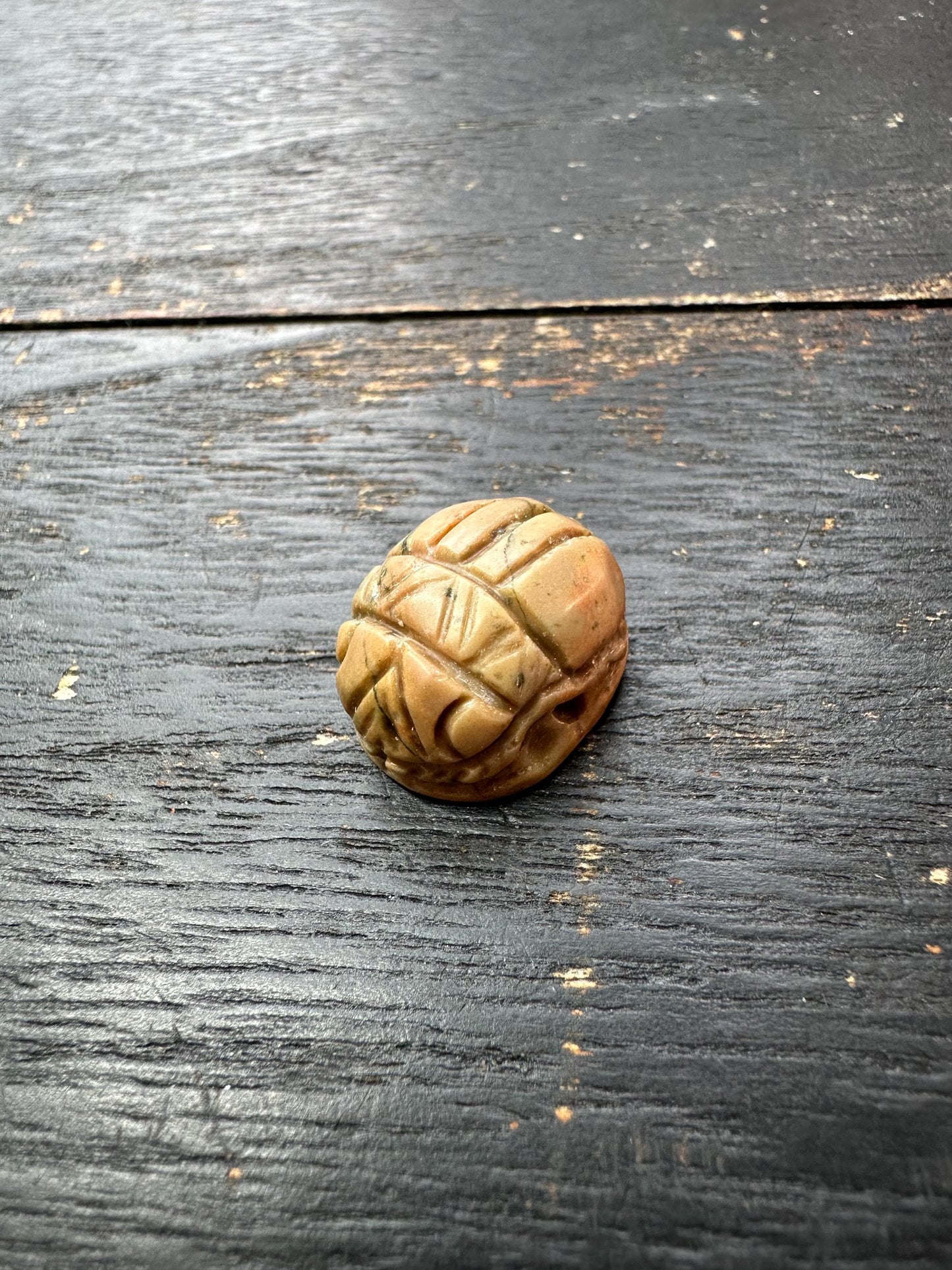 Hand Carved Stone Scarab Amulet  Ancient Style Double-Sided Beetle Seal  Protective Talisman