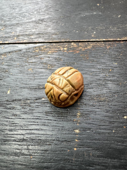 Hand Carved Stone Scarab Amulet  Ancient Style Double-Sided Beetle Seal  Protective Talisman