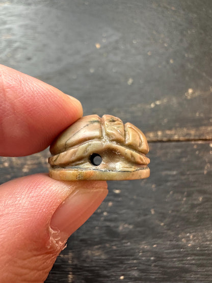 Hand Carved Stone Scarab Amulet  Ancient Style Double-Sided Beetle Seal  Protective Talisman