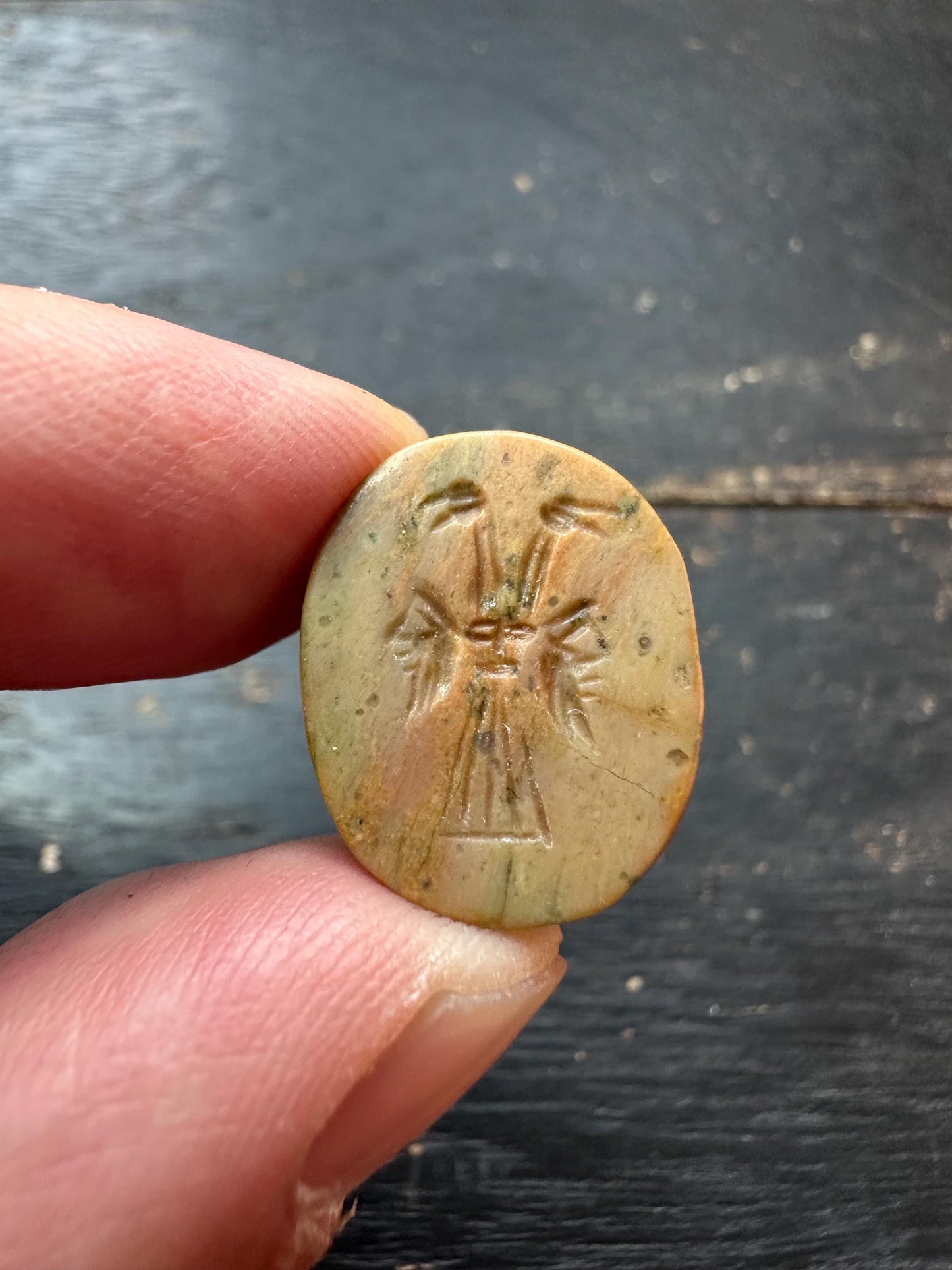 Hand Carved Stone Scarab Amulet  Ancient Style Double-Sided Beetle Seal  Protective Talisman