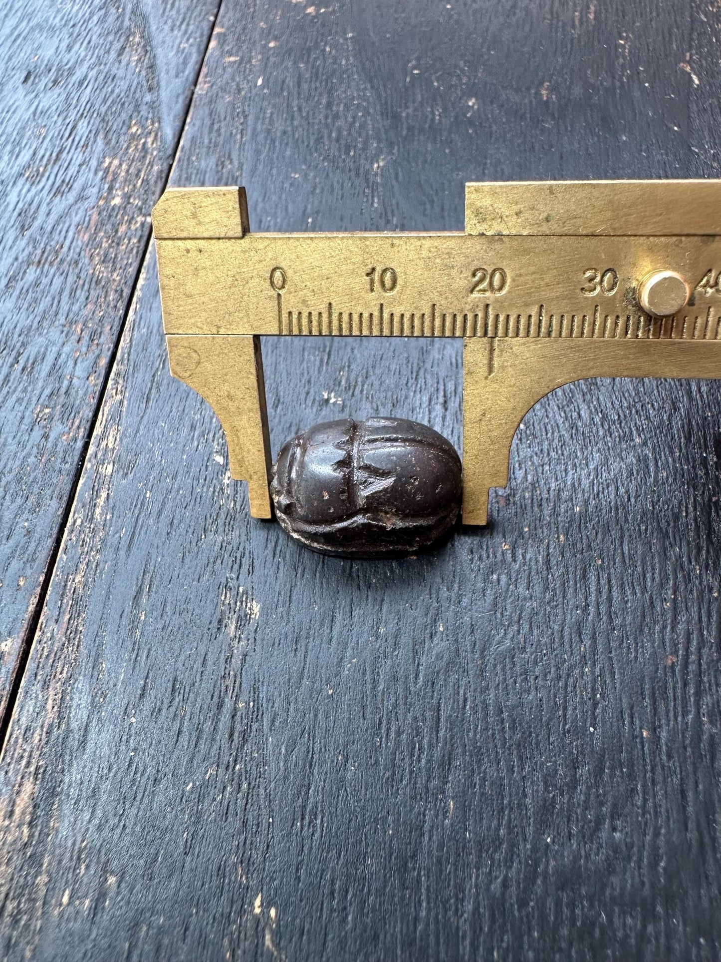 Hand Carved Stone Scarab Amulet  Ancient Style Double-Sided Beetle Seal  Protective Talisman