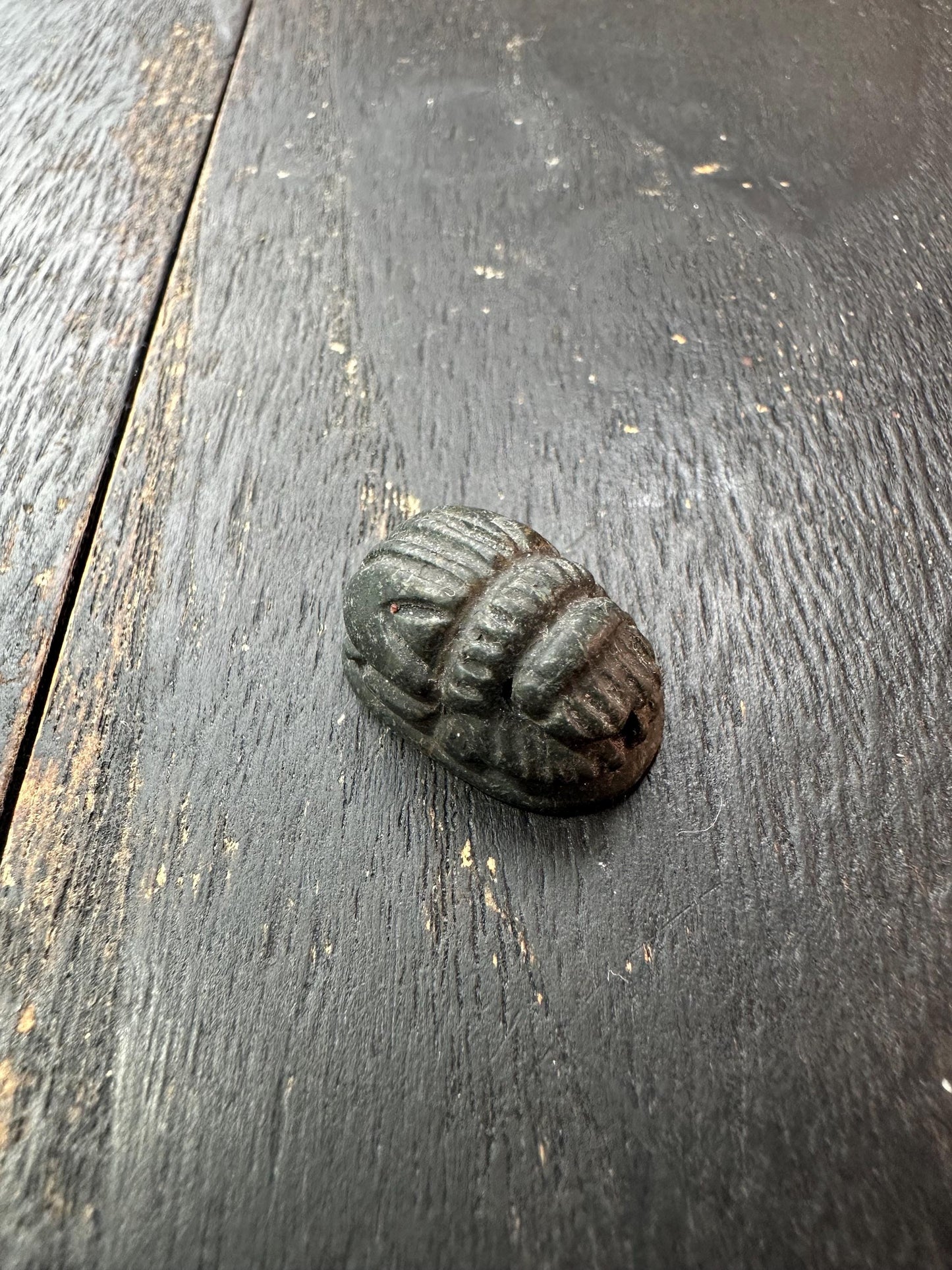 Hand Carved Jade Scarab Seal Amulet  Ancient Egyptian Style  Winged Animal Talismans  Unique Artifact