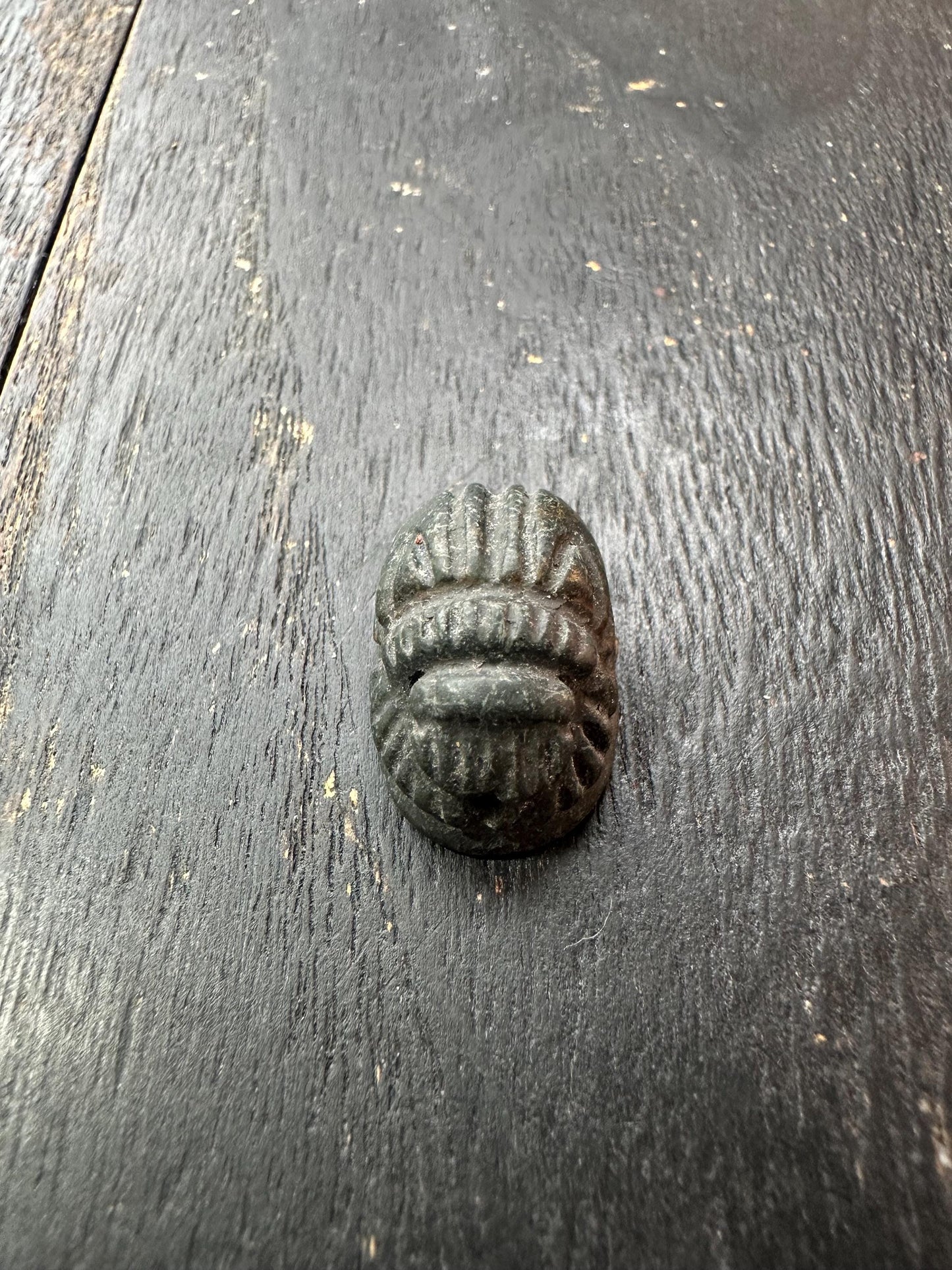 Hand Carved Jade Scarab Seal Amulet  Ancient Egyptian Style  Winged Animal Talismans  Unique Artifact