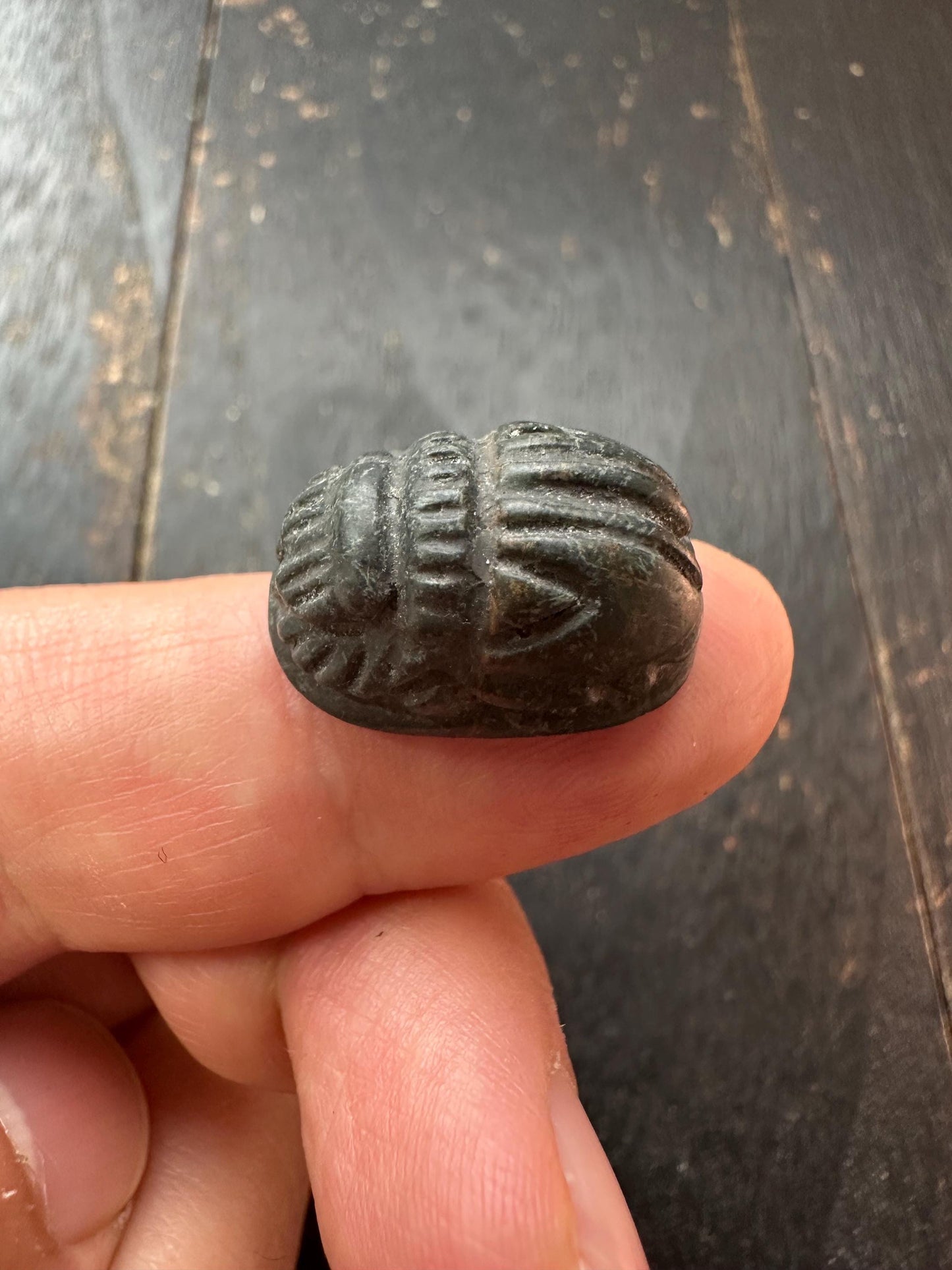 Hand Carved Jade Scarab Seal Amulet  Ancient Egyptian Style  Winged Animal Talismans  Unique Artifact
