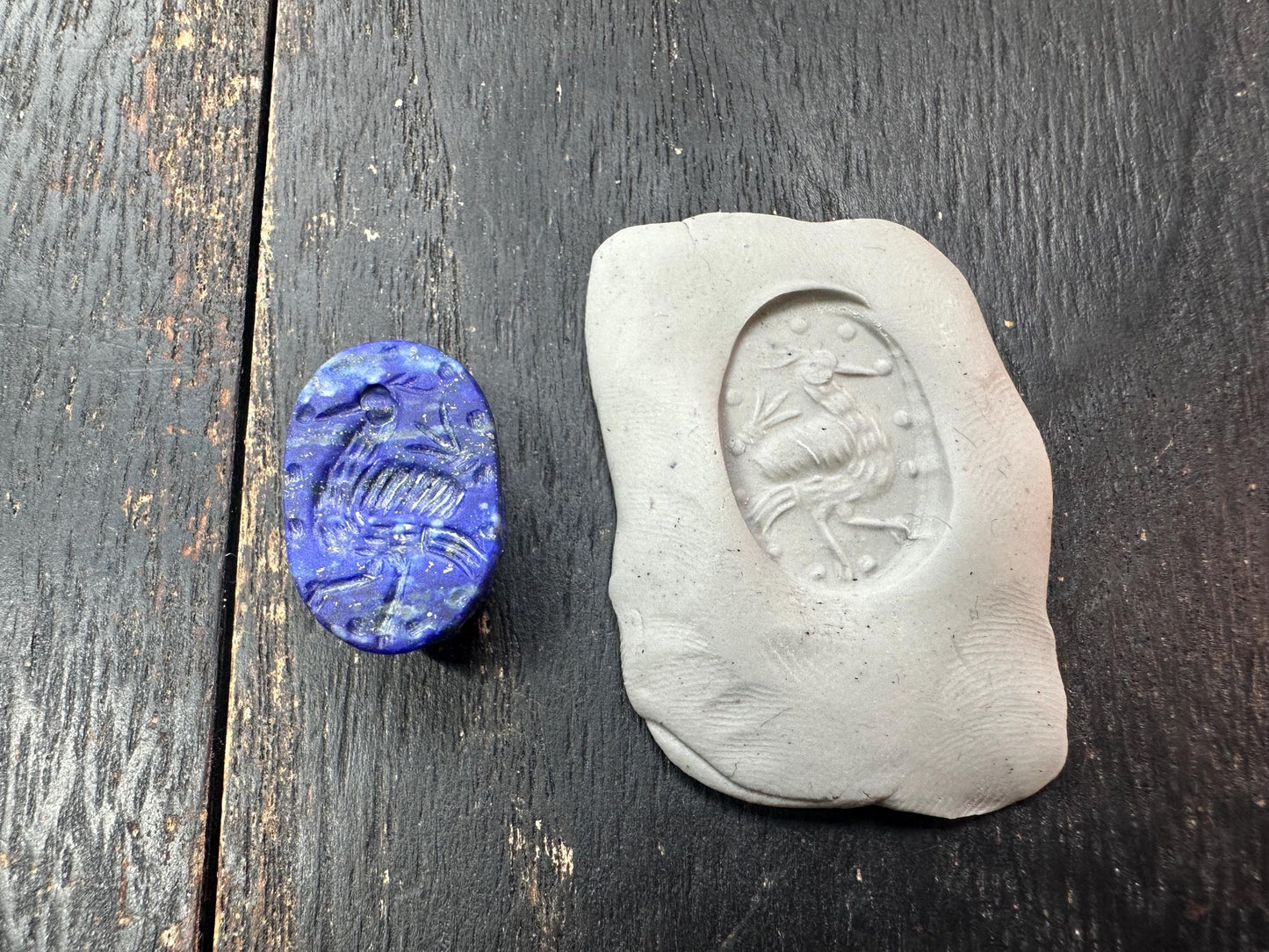 Hand Carved Lapis Lazuli Scarab Amulet  Ancient Egyptian Style Beetle Talisman  Blue Stone Artifact