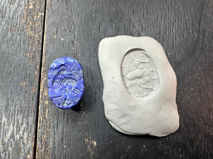 Hand Carved Lapis Lazuli Scarab Amulet  Ancient Egyptian Style Beetle Talisman  Blue Stone Artifact