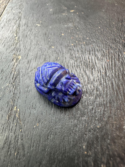 Hand Carved Lapis Lazuli Scarab Amulet  Ancient Egyptian Style Beetle Talisman  Blue Stone Artifact