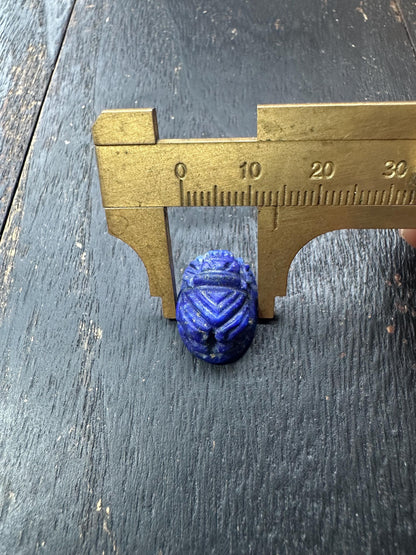 Hand Carved Lapis Lazuli Scarab Amulet  Ancient Egyptian Style Beetle Talisman  Blue Stone Artifact