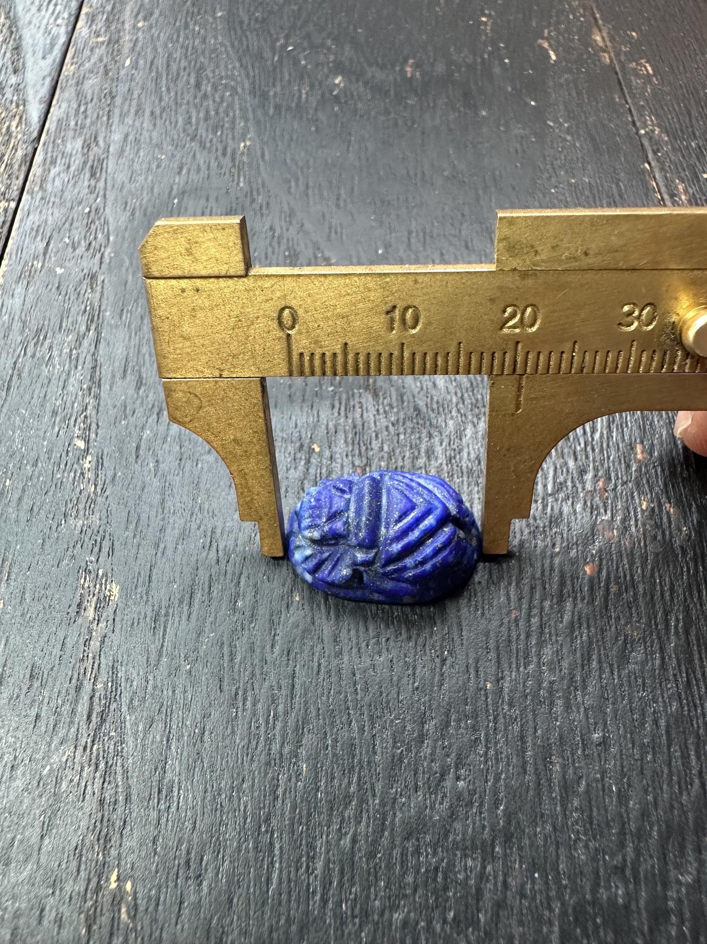 Hand Carved Lapis Lazuli Scarab Amulet  Ancient Egyptian Style Beetle Talisman  Blue Stone Artifact