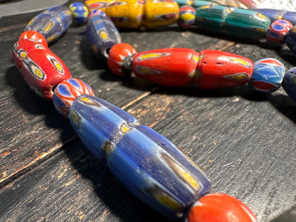 Stunning Ancient Rare Mosaic Glass Ancient Big Beads Unique Wonderful Necklace(Medium)