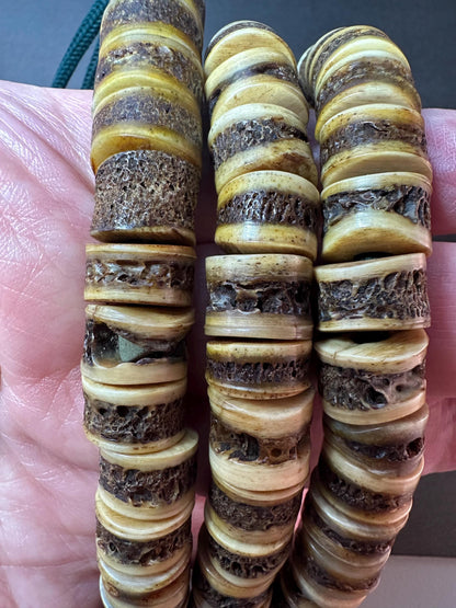 108 Yak Bone Mala Beads, 12mm, 34 Inches, Tibetan Buddhist Prayer Beads, Handmade, Vintage Style, Meditation Necklace