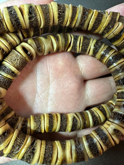 108 Yak Bone Mala Beads, 12mm, 34 Inches, Tibetan Buddhist Prayer Beads, Handmade, Vintage Style, Meditation Necklace