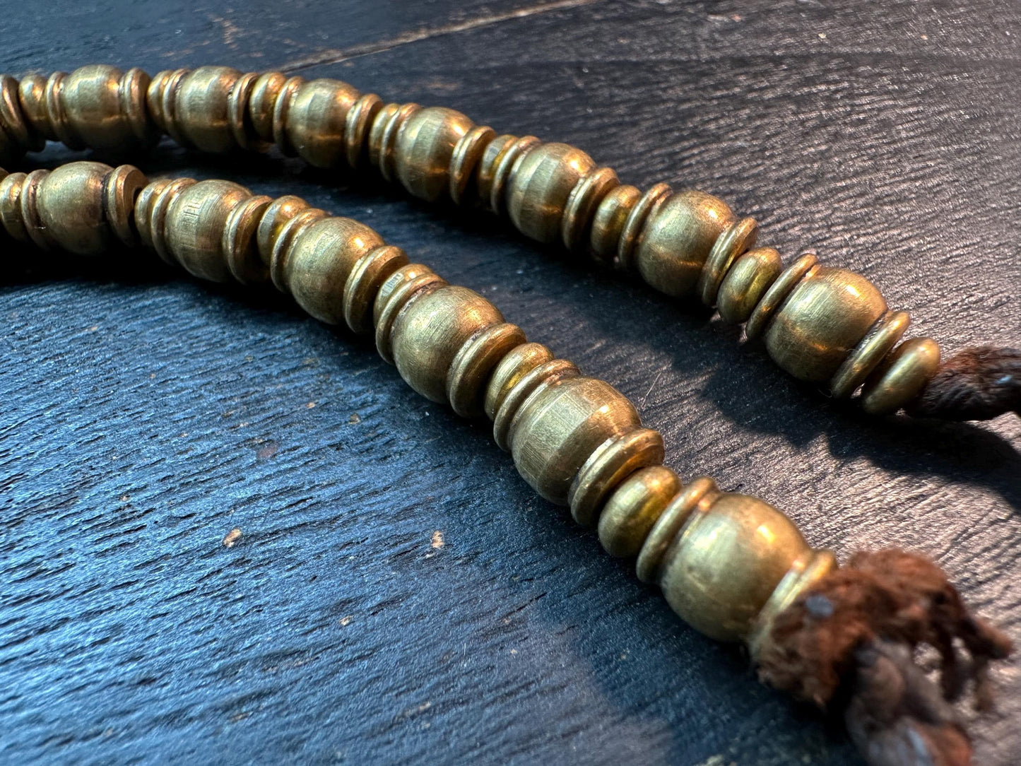 Handmade Nepal Copper Spacer Beads Strand | 7x7mm Tribal Ethnic Brass Necklace | 21-Inches Jewelry Supply | Vintage Bronze Spacer