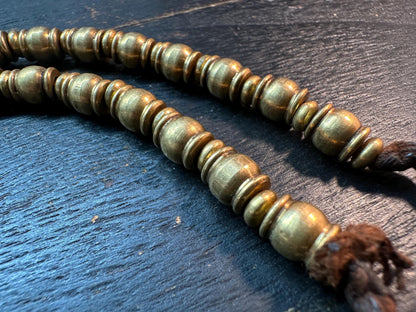 Handmade Nepal Copper Spacer Beads Strand | 7x7mm Tribal Ethnic Brass Necklace | 21-Inches Jewelry Supply | Vintage Bronze Spacer