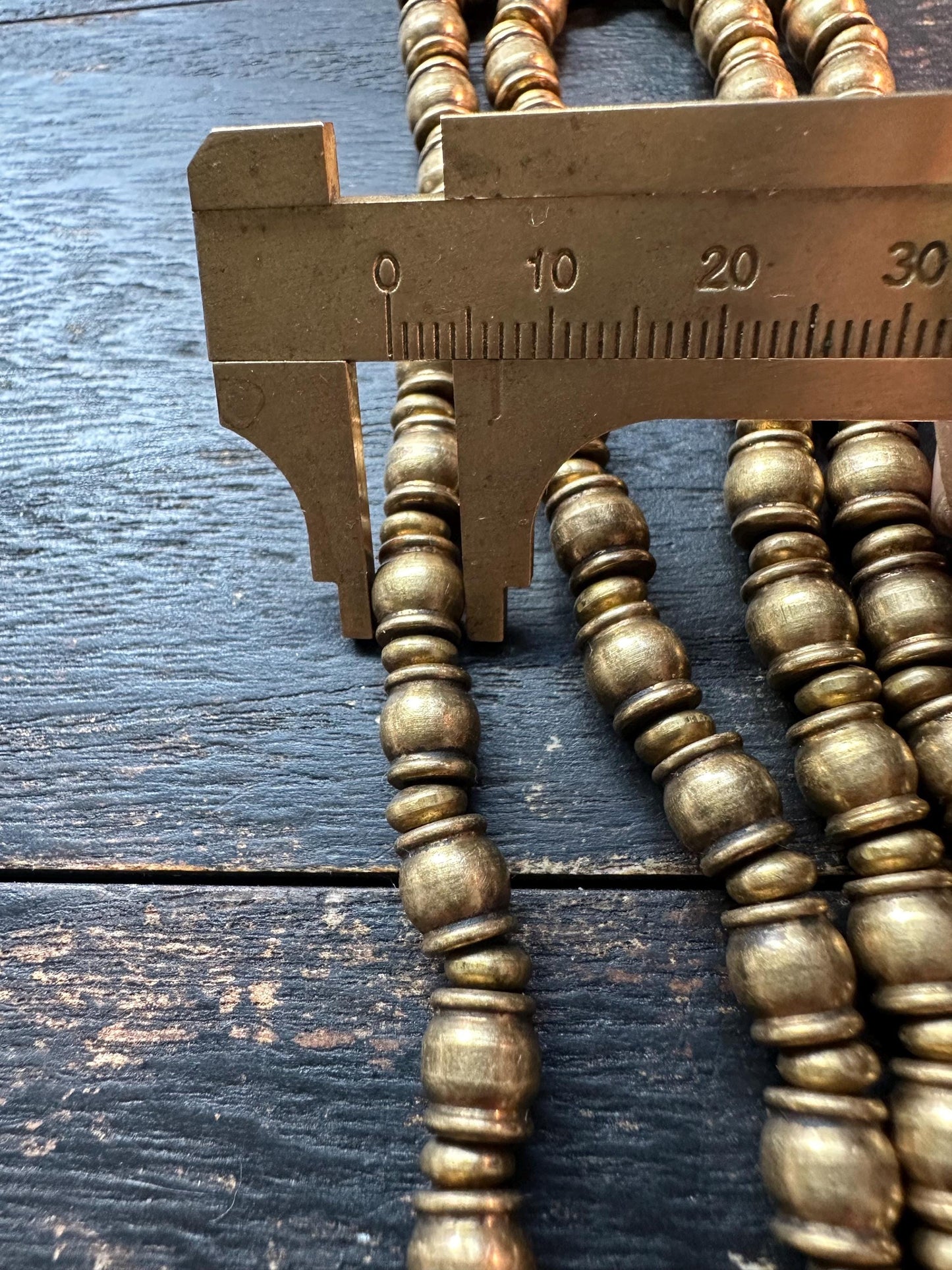 Handmade Nepal Copper Spacer Beads Strand | 7x7mm Tribal Ethnic Brass Necklace | 21-Inches Jewelry Supply | Vintage Bronze Spacer