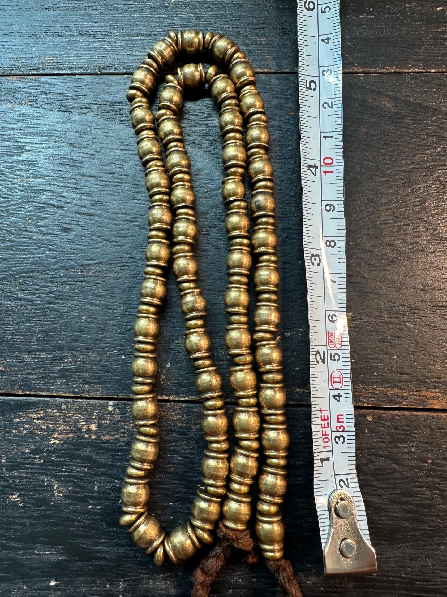 Handmade Nepal Copper Spacer Beads Strand | 7x7mm Tribal Ethnic Brass Necklace | 21-Inches Jewelry Supply | Vintage Bronze Spacer