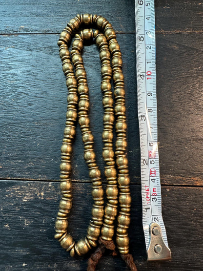 Handmade Nepal Copper Spacer Beads Strand | 7x7mm Tribal Ethnic Brass Necklace | 21-Inches Jewelry Supply | Vintage Bronze Spacer