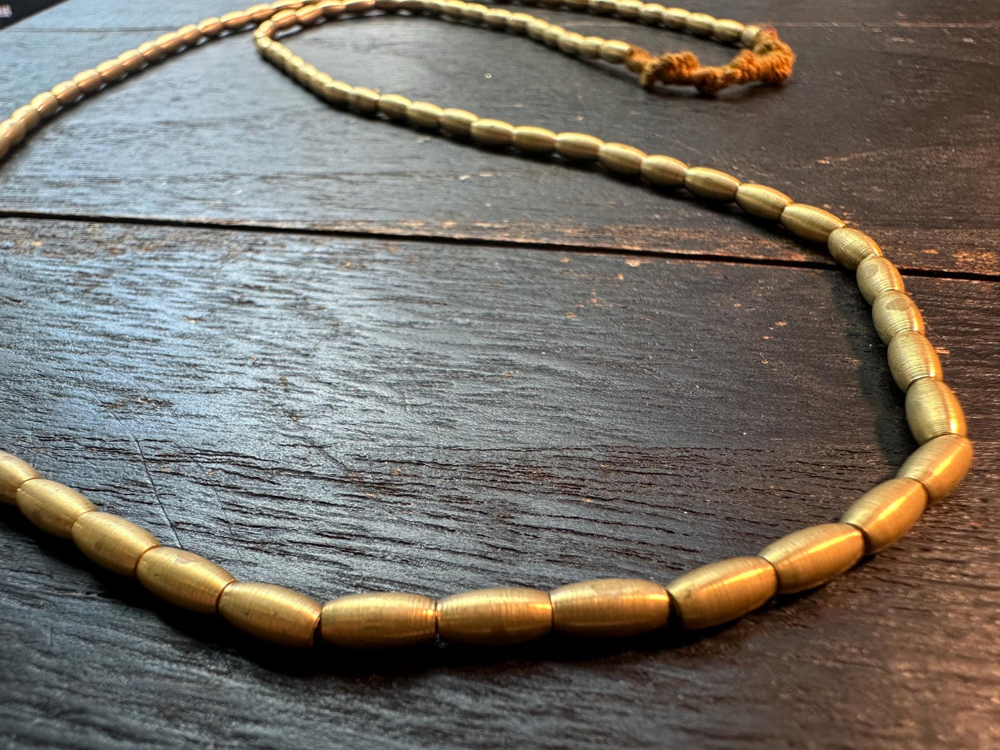 Handmade Nepal Copper Tube Spacer Beads Strand | 3.5mm Cylinder Beads | 24-inch Ethnic Jewelry Supply | Brass Tribal Bead Necklace