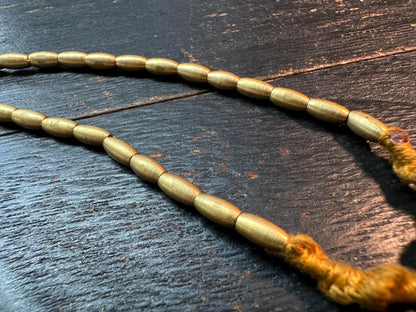 Handmade Nepal Copper Tube Spacer Beads Strand | 3.5mm Cylinder Beads | 24-inch Ethnic Jewelry Supply | Brass Tribal Bead Necklace