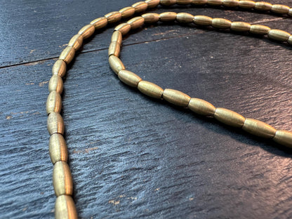 Handmade Nepal Copper Tube Spacer Beads Strand | 3.5mm Cylinder Beads | 24-inch Ethnic Jewelry Supply | Brass Tribal Bead Necklace