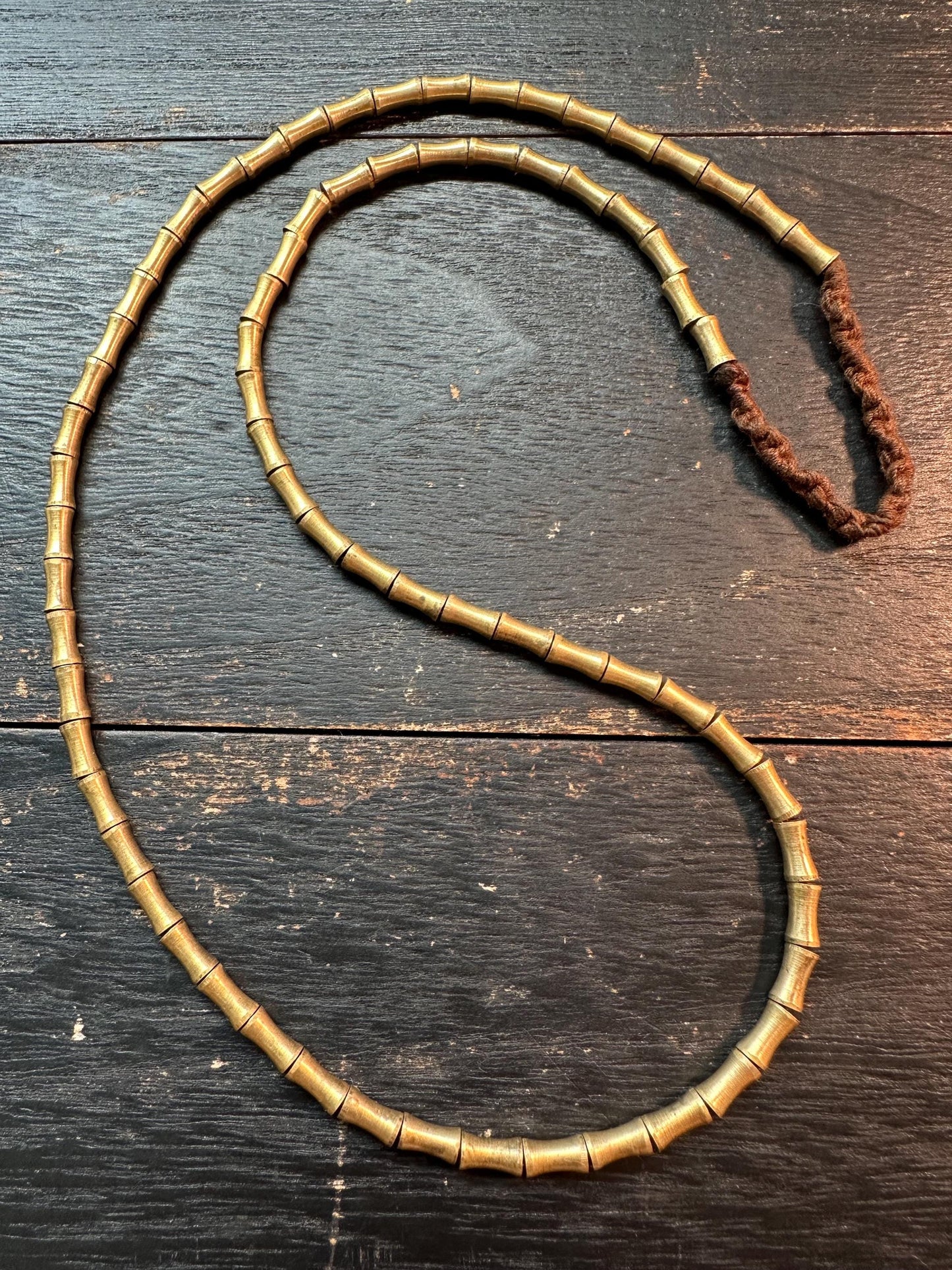 Nepal Handmade Copper Spacer Bead Strand | 3.5x8mm Tube & Bamboo Shape | 21 Ethnic Rustic Jewelry Supplies | Artisan Brass Necklace