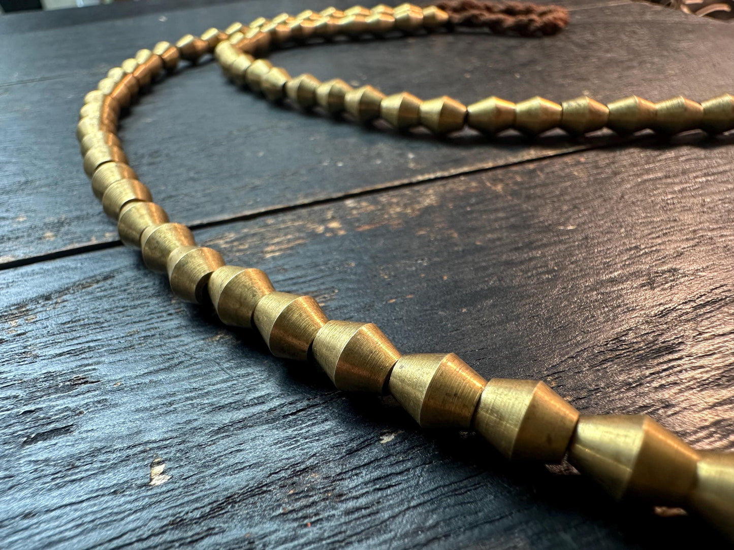 Nepal Handmade Copper Cone Bead Strand | 7x8mm Geometric Spacer | 2122 Ethnic Jewelry Supply | Boho Artisan Necklace Making