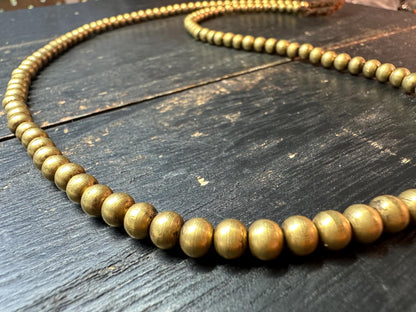 Nepal Handmade Copper Spacer Bead Strand, 5mm x 5.5mm, 22-23 Inches, Mala Necklace Supplies, Boho Tribal Jewelry