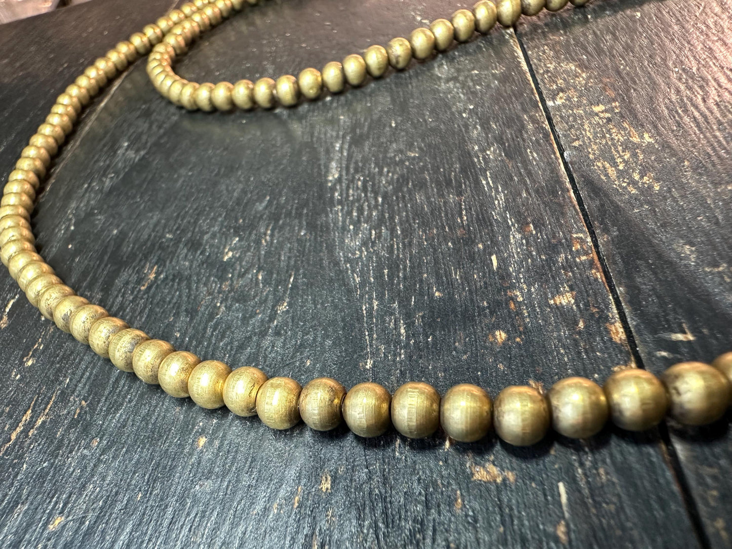 Nepal Handmade Copper Spacer Bead Strand, 5mm x 5.5mm, 22-23 Inches, Mala Necklace Supplies, Boho Tribal Jewelry