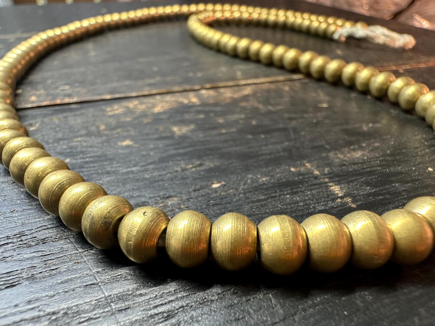 Nepal Handmade Copper Spacer Bead Strand, 5mm x 6mm, 2324 Inches, Boho Mala Making, Tribal Jewelry Supplies