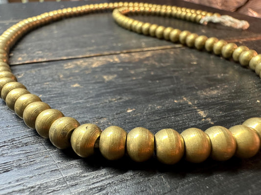 Nepal Handmade Copper Spacer Bead Strand, 5mm x 6mm, 2324 Inches, Boho Mala Making, Tribal Jewelry Supplies