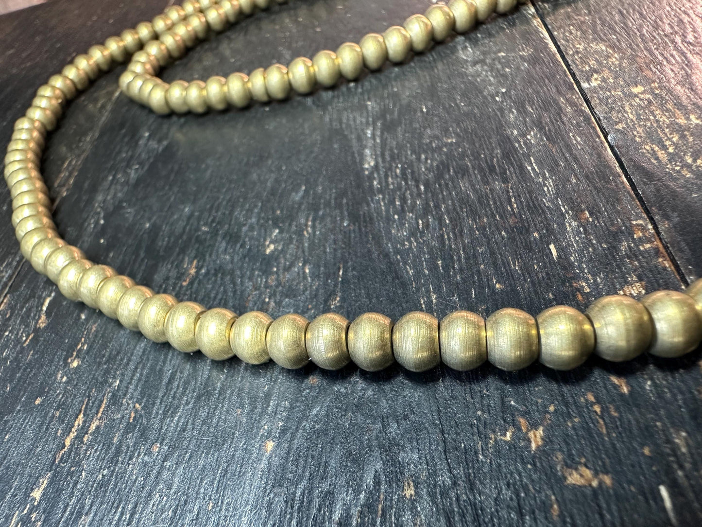 Nepal Handmade Copper Spacer Bead Strand, 5mm x 6mm, 2324 Inches, Boho Mala Making, Tribal Jewelry Supplies