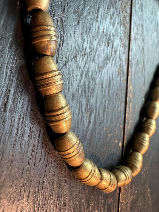 Nepal Handmade Copper Barrel Bead Strand | 6.5x10mm Ethnic Barrel Spacer | 2223 Tribal Artisan Jewelry Supply